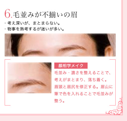 6.毛並みが不揃いの眉の説明とメイクポイント